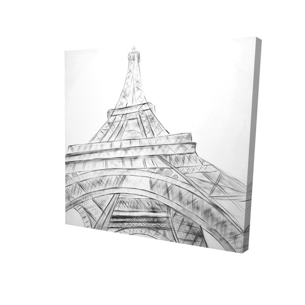 Fondo 32 x 32 in. Eiffel Tower Sketch Black & White-Print on Canvas - FO2793869