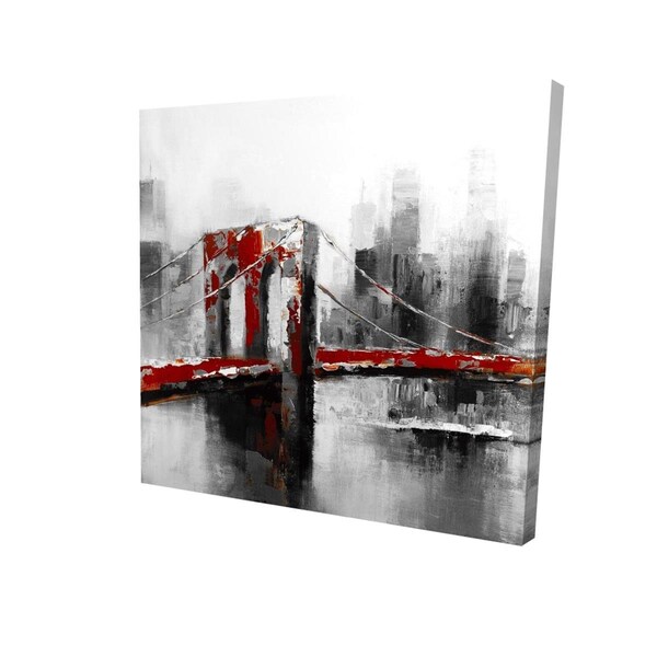 Fondo 16 x 16 in. Abstract & Red Brooklyn Bridge-Print on Canvas - FO2788668