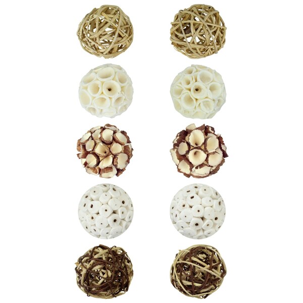 Blue Donuts Decorative Balls for Bowls Vases Assorted 10 Piece Rattan Wicker Balls - BD3486521