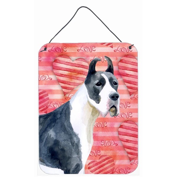Carolines Treasures Harlequin Great Dane Love Wall or Door Hanging Prints - BB9730DS1216