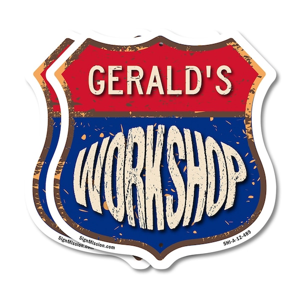 Signmission Gerald's Workshop, 12 inch X 12 inch, Aluminum Metal Sign, 2PK - SHI-A-2PACK-12-489-GERALD