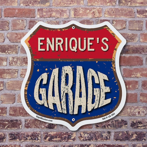 Signmission Enrique's Garage, 12 inch X 12 inch, Plastic Sign, 2PK - SHI-P-2PACK-12-383-ENRIQUE