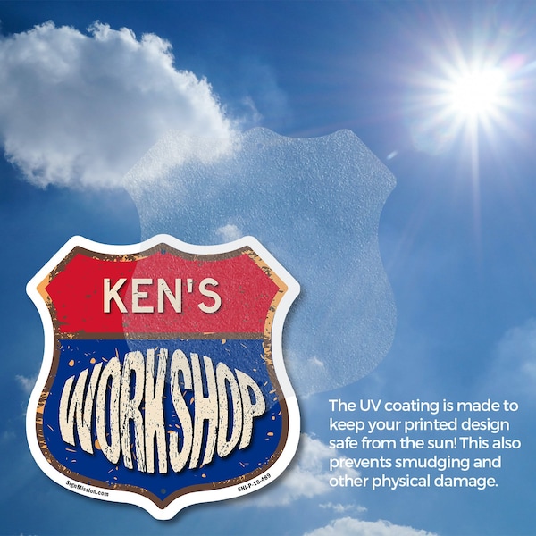 Signmission Ken's Workshop, 12 Inch X 12 Inch, Vinyl Decal - SHI-D-12-489-KEN