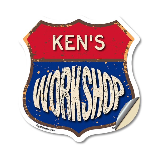 Signmission Ken's Workshop, 12 Inch X 12 Inch, Vinyl Decal - SHI-D-12-489-KEN