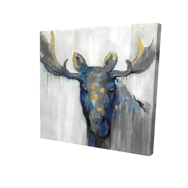 Begin Home Decor 32 x 32 in. Blue Moose-Print on Canvas - 2080-3232-AN22-1