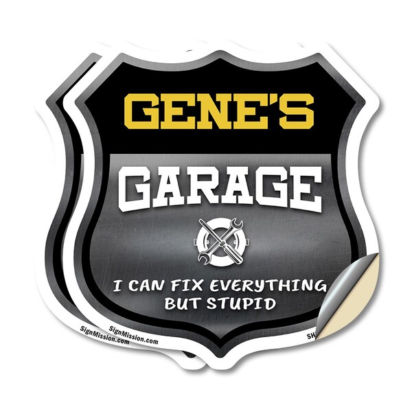 Signmission Gene's Garage I Can Fix Everything But Stupid, 12 inch X 12 inch, Vinyl Decal, 2PK - SHI-D-2PACK-12-490-GENE