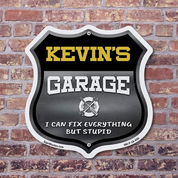 Signmission Kevin's Garage I Can Fix Everything But Stupid, 6 inch X 6 inch, Plastic Sign, 2PK - SHI-P-2PACK-6-490-KEVIN