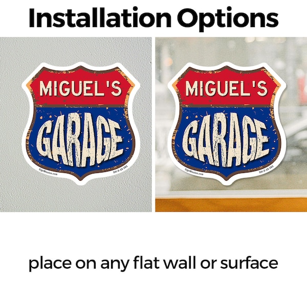 Signmission Miguel's Garage, 12 inch X 12 inch, Vinyl Decal, 2PK - SHI-D-2PACK-12-383-MIGUEL