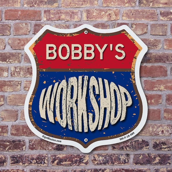 Signmission Bobby's Workshop, 12 Inch X 12 Inch, Aluminum Metal Sign - SHI-A-12-489-BOBBY
