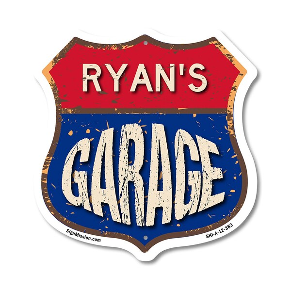 Signmission Ryan's Garage, 12 Inch X 12 Inch, Aluminum Metal Sign - SHI-A-12-383-RYAN