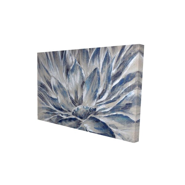 Fondo 20 x 30 in. Blue & Grey Flower-Print on Canvas - FO2778688
