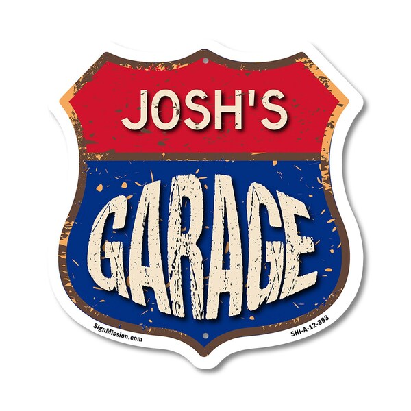 Signmission Josh's Garage, 12 Inch X 12 Inch, Aluminum Metal Sign - SHI-A-12-383-JOSH