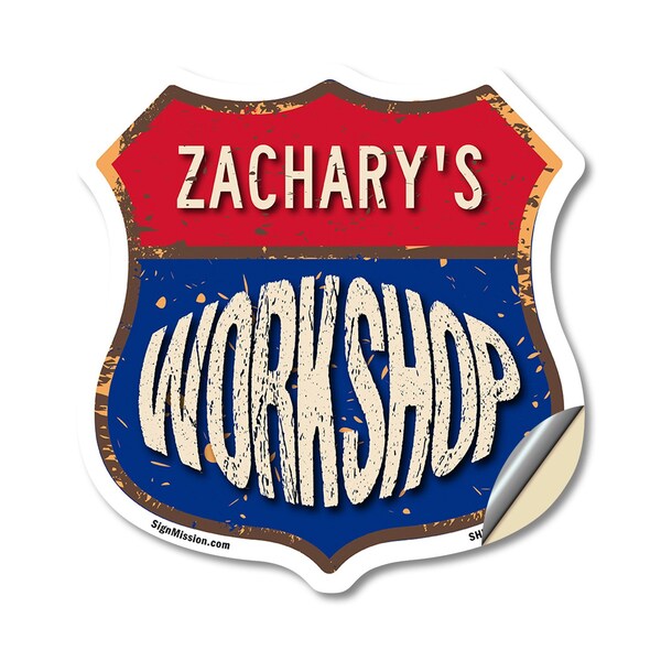 Signmission Zachary's Workshop, 12 Inch X 12 Inch, Vinyl Decal - SHI-D-12-489-ZACHARY