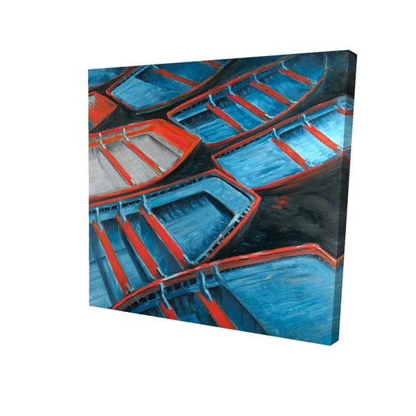 Fondo 32 x 32 in. Small Blue & Red Canoes-Print on Canvas - FO2795092