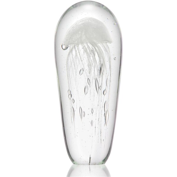 Propio 12 in. Art Glass Jellyfish - White - PR2486885