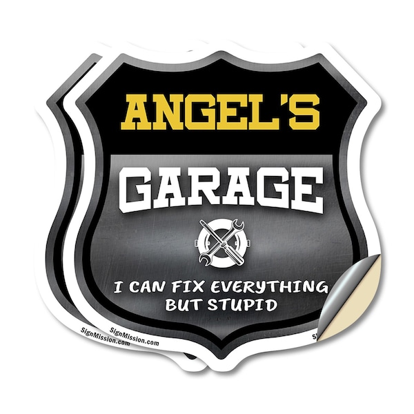Signmission Angel's Garage I Can Fix Everything But Stupid, 6 inch X 6 inch, Vinyl Decal, 2PK - SHI-D-2PACK-6-490-ANGEL