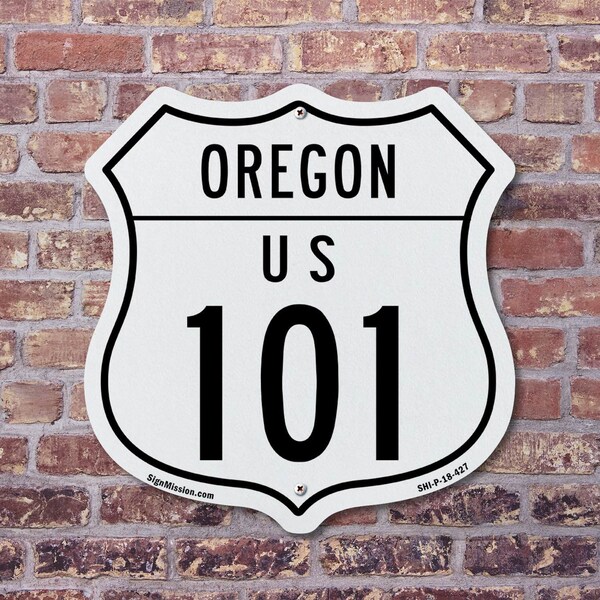 Signmission Oregon Route Marker Shield Sign Us 101, 12 inch X 12 inch, Aluminum Metal Sign, 2PK - SHI-A-2PACK-12-427