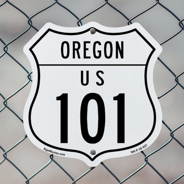 Signmission Oregon Route Marker Shield Sign Us 101, 12 inch X 12 inch, Aluminum Metal Sign, 2PK - SHI-A-2PACK-12-427