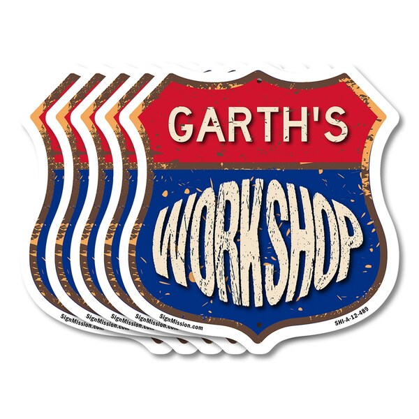 Signmission Garth's Workshop, 12 inch X 12 inch, Aluminum Metal Sign, 5PK - SHI-A-5PACK-12-489-GARTH