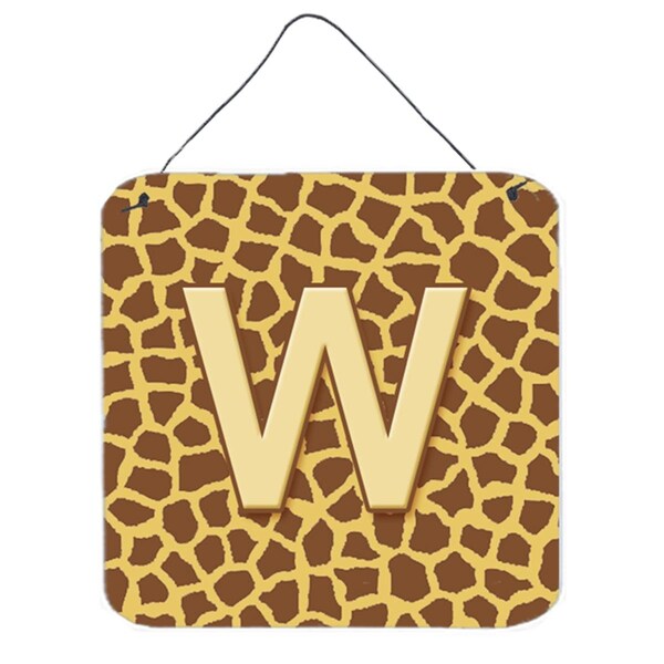 Micasa Letter W Initial Monogram Giraffe Aluminium Metal Wall Or Door Hanging Prints 6 x 6 In. - MI241929