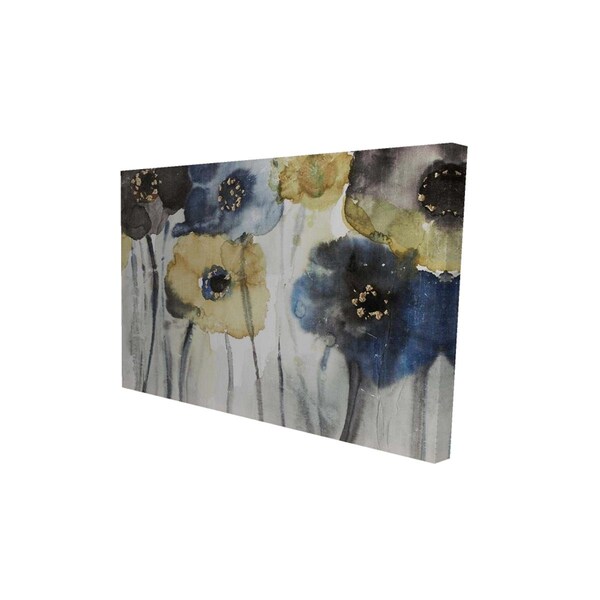 Fondo 12 x 18 in. Grey, Blue & Yellow Flowers-Print on Canvas - FO2785422