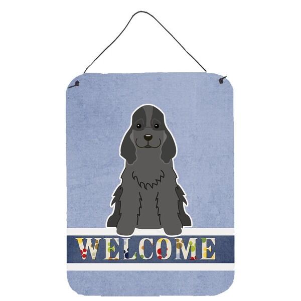 Carolines Treasures Cocker Spaniel Black Welcome Wall or Door Hanging Prints - BB5673DS1216