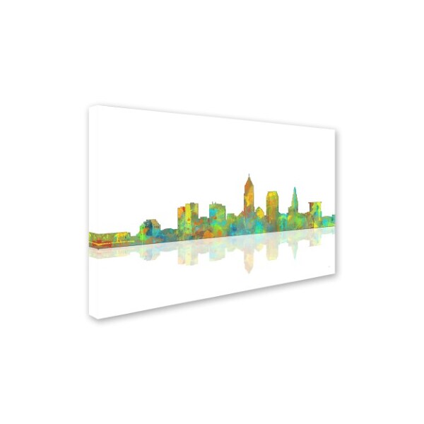 Trademark Fine Art Marlene Watson 'Cleveland Ohio Skyline' Canvas Art, 22x32 - MW0081-C2232GG