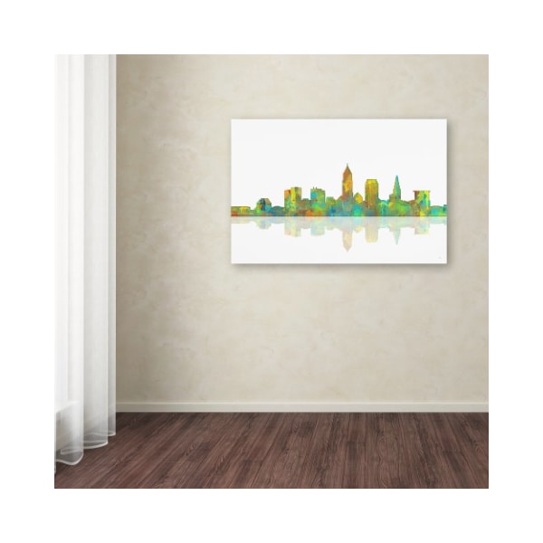 Trademark Fine Art Marlene Watson 'Cleveland Ohio Skyline' Canvas Art, 22x32 - MW0081-C2232GG