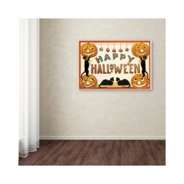 Trademark Fine Art Vintage Apple Collection 'Cute Cat Halloween' Canvas Art, 22x32 - ALI6297-C2232GG