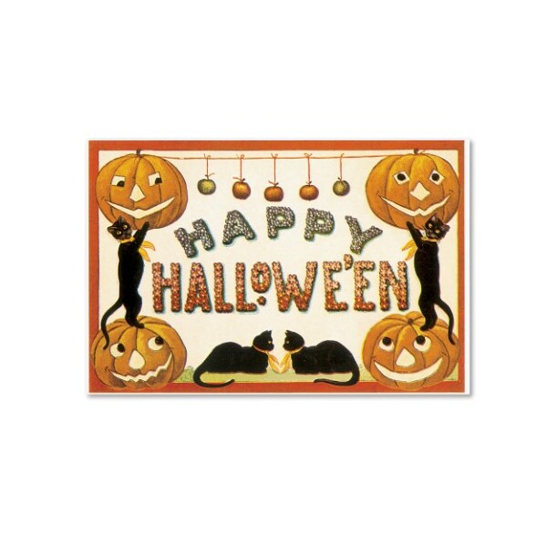 Trademark Fine Art Vintage Apple Collection 'Cute Cat Halloween' Canvas Art, 22x32 - ALI6297-C2232GG