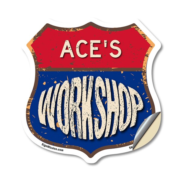 Signmission Ace's Workshop, 18 Inch X 18 Inch, Vinyl Decal - SHI-D-18-489-ACE