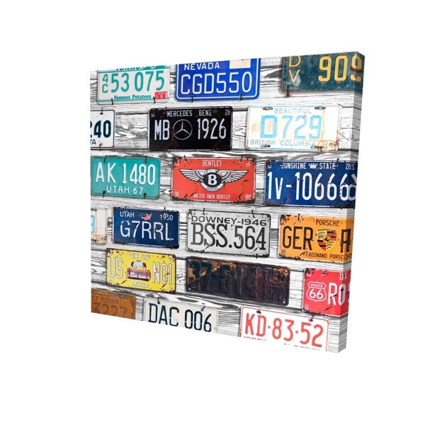 Begin Home Decor 32 x 32 in. Vintage Plates Registration-Print on Canvas - 2080-3232-TY9