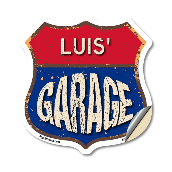 Signmission Luis's Garage, 12 Inch X 12 Inch, Vinyl Decal - SHI-D-12-383-LUIS