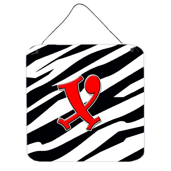 Micasa Letter X Initial Monogram Zebra Red Aluminium Metal Wall Or Door Hanging Prints - MI236083