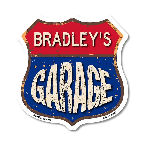 Signmission Bradley's Garage, 12 Inch X 12 Inch, Plastic Sign - SHI-P-12-383-BRADLEY