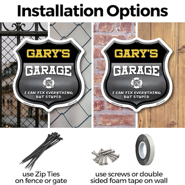 Signmission Gary's Garage I Can Fix Everything But Stupid, 12 inch X 12 inch, Plastic Sign, 2PK - SHI-P-2PACK-12-490-GARY