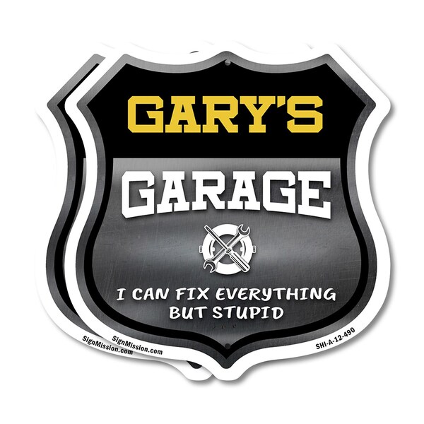 Signmission Gary's Garage I Can Fix Everything But Stupid, 12 inch X 12 inch, Plastic Sign, 2PK - SHI-P-2PACK-12-490-GARY