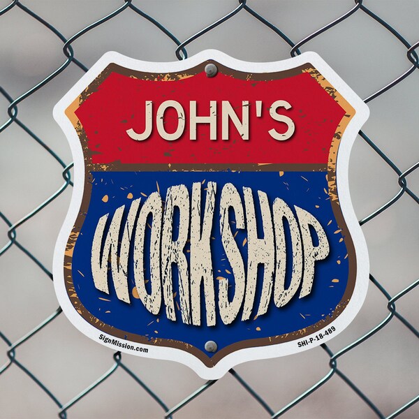 Signmission John's Workshop, 18 inch X 18 inch, Plastic Sign, 2PK - SHI-P-2PACK-18-489-JOHN
