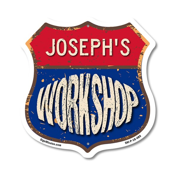 Signmission Joseph's Workshop, 18 Inch X 18 Inch, Plastic Sign - SHI-P-18-489-JOSEPH