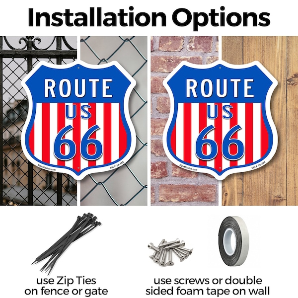 Signmission Route Us 66, 6 inch X 6 inch, Plastic Sign, 2PK - SHI-P-2PACK-6-480