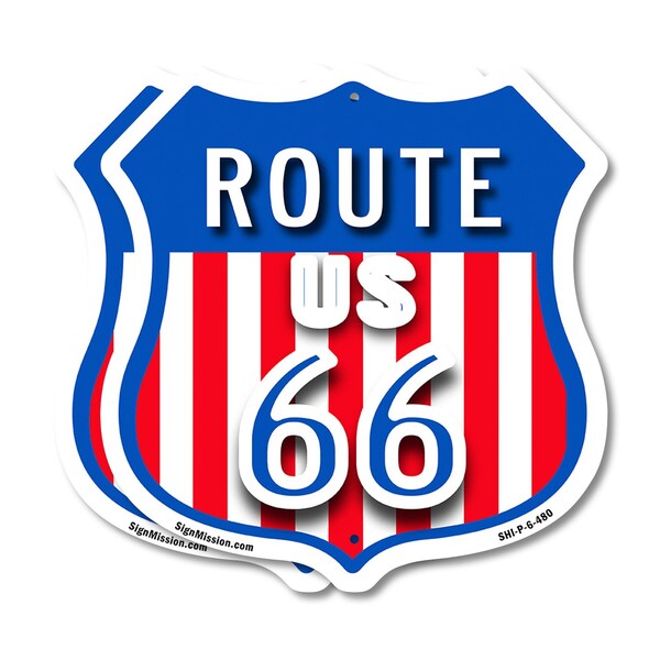 Signmission Route Us 66, 6 inch X 6 inch, Plastic Sign, 2PK - SHI-P-2PACK-6-480