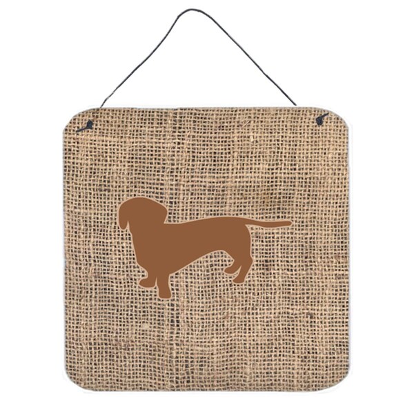 Jensendistributionservices Dachshund Burlap And Brown Aluminium Metal Wall Or Door Hanging Prints - MI2102760
