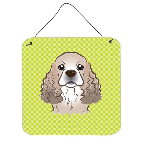 Micasa Checkerboard Lime Green Cocker Spaniel Aluminum Metal Wall Or Door Hanging Prints6 x 6 In. - MI759173