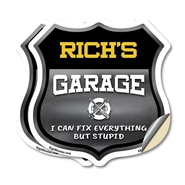 Signmission Rich's Garage I Can Fix Everything But Stupid, 12 inch X 12 inch, Vinyl Decal, 2PK - SHI-D-2PACK-12-490-RICH