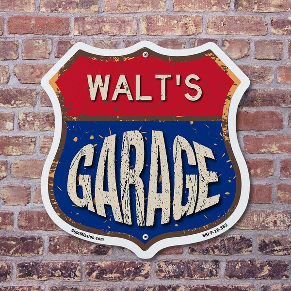 Signmission Walt's Garage, 12 inch X 12 inch, Plastic Sign, 2PK - SHI-P-2PACK-12-383-WALT