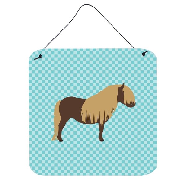 Micasa Shetland Pony Horse Blue Check Wall or Door Hanging Prints, 6 x 6 in. - MI231358