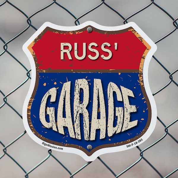 Signmission Russ's Garage, 12 Inch X 12 Inch, Aluminum Metal Sign - SHI-A-12-383-RUSS