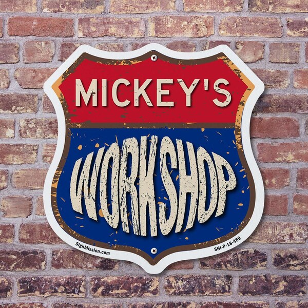 Signmission Mickey's Workshop, 12 inch X 12 inch, Aluminum Metal Sign, 5PK - SHI-A-5PACK-12-489-MICKEY