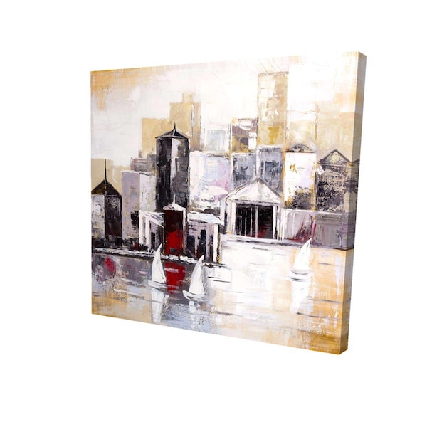 Begin Home Decor 16 x 16 in. Three Sailboats Near The City-Print on Canvas - 2080-1616-CO12