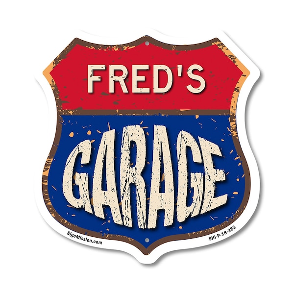 Signmission Fred's Garage, 18 Inch X 18 Inch, Plastic Sign - SHI-P-18-383-FRED